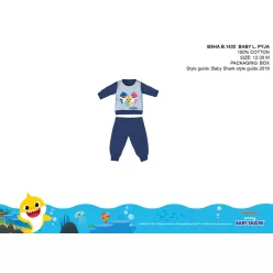   Baby Shark piżama dla niemowląt - piżama z dzianiny bawełnianej - ciemnoniebieska - 80