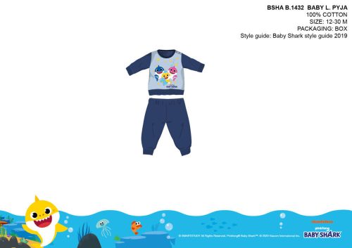 Baby Shark piżama dla niemowląt - piżama z dzianiny bawełnianej - ciemnoniebieska - 86