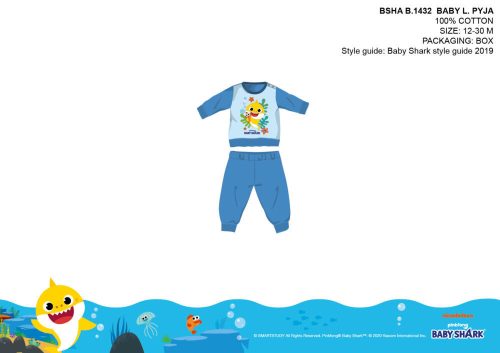 Baby Shark piżama dla niemowląt - piżama z dzianiny bawełnianej - jasnoniebieska - 92