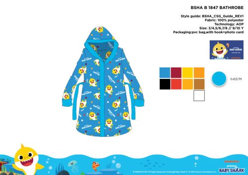 Szlafrok mikrofibra z kapturem Baby Shark dla dzieci