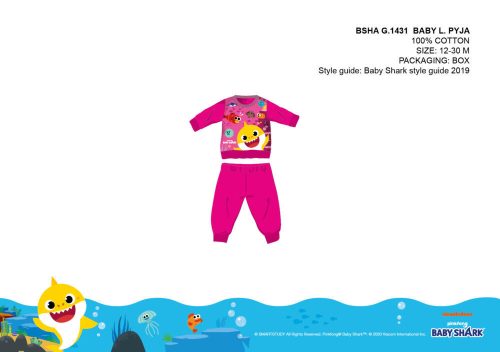 Baby Shark piżama dla niemowląt - piżama z dzianiny bawełnianej - różowa - 80