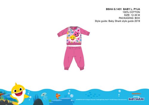 Baby Shark piżama dla niemowląt - piżama z dzianiny bawełnianej - ciemnoróżowa - 80
