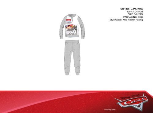 Disney Cars cienka bawełniana piżama dla dzieci - piżama z dżerseju - szara - 104