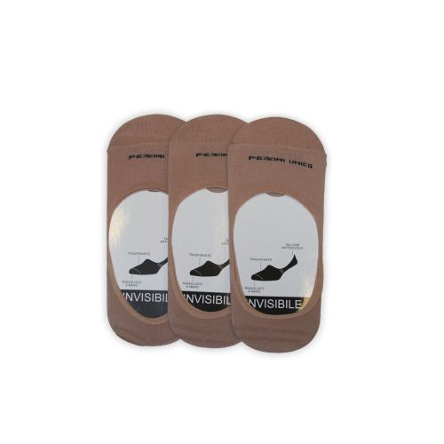 Pezzini unisex stopki silikonowe - 3 pary/opakowanie - bawełniane stopki - beżowe - 38-41
