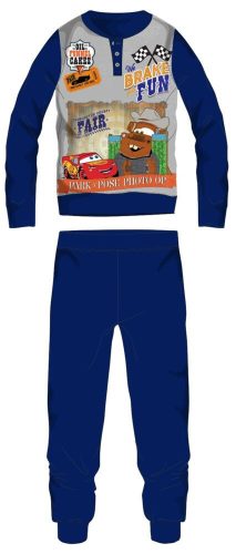 Disney Cars zimowa gruba piżama dla dzieci - flanelowa piżama z bawełny - ciemnoniebieska - 104