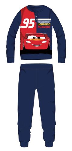 Disney Cars zimowa bawełniana piżama dla dzieci - piżama interlock - z legendarnym błyskawicznym McQueenem - ciemnoniebieska - 116