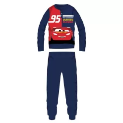   Disney Cars zimowa bawełniana piżama dla dzieci - piżama interlock - z legendarnym błyskawicznym McQueenem - ciemnoniebieska - 98