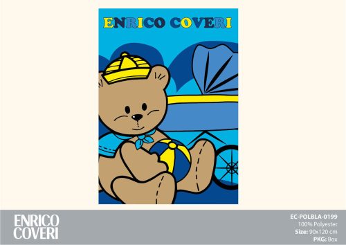 Koc polarowy dla dziecka Enrico Coveri - 90 x 120 cm - niebieski