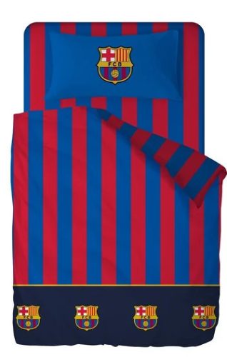 Zestaw pościeli FC BARCELONA 100% bawełna, kołdra 180x270 + prześcieradło z gumką 105x200+28 + poszewka na poduszkę 45x125