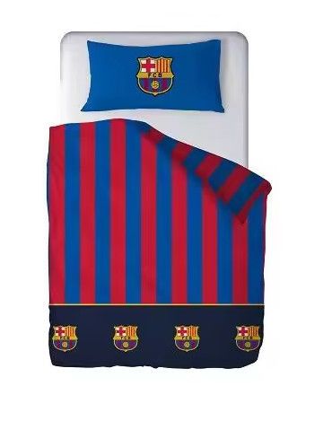 Zestaw pościeli FC BARCELONA 100% bawełna, kołdra 210x270 + prześcieradło z gumką 135x200+28 + poszewka na poduszkę 45x155