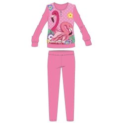   Flamingo zimowa gruba dziecięca piżama - bawełniana flanela piżama - różowo - 104