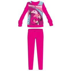  Flamingo zimowa bawełniana dziecięca piżama - piżama interlock - wzór kwiatowy - różowy - 98