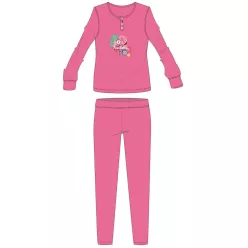   Flamingo zimowa bawełniana dziecięca piżama - piżama interlock - różowo - 104