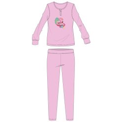   Flamingo zimowa bawełniana dziecięca piżama - piżama interlock - jasnoróżowa - 104