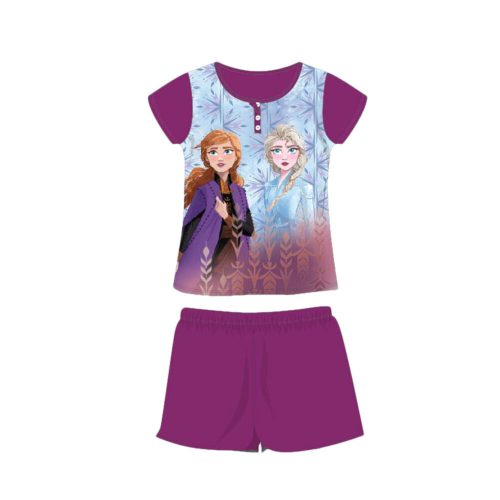 Letnia krótka piżama z krótkim rękawem dla dzieci - Disney Frozen - Anna i Elsa - ciemnofioletowa - 128