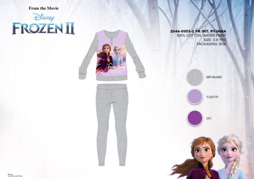 Zimowa bawełniana piżama dziecięca z interlockiem - Disney Frozen - szary - 122