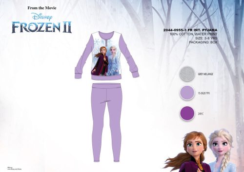 Zimowa bawełniana piżama dziecięca z interlockiem - Disney Frozen - jasnofioletowy - 98