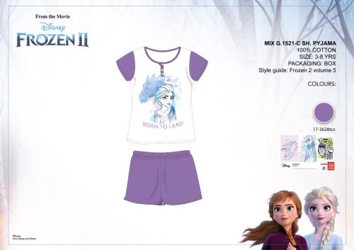 Disney Kraina lodu letnia krótka dziecięca piżama - bawełniana piżama - fioletowa