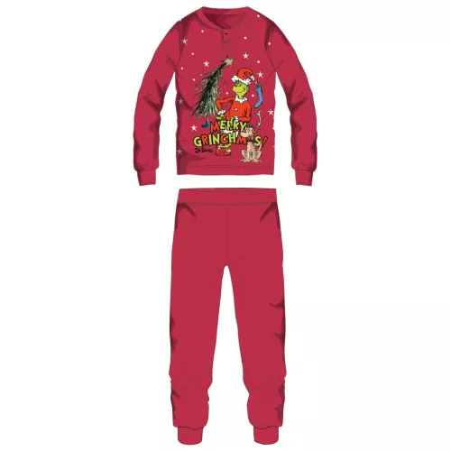 The Grinch vastag interlock karácsonyi pamut pizsama nőknek - L