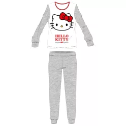   Hello Kitty damska cienka piżama z bawełny dżersejowej - jasnoszara
