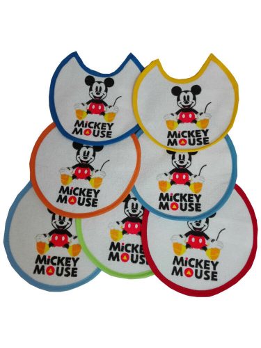 Myszka Mickey baba előke 7 darab/csomag - pamut előke - 16x16 - jasnoniebieski-średnio-niebieski-ciemno-niebieski-żółty-pomarańczowy-czerwony-zielony