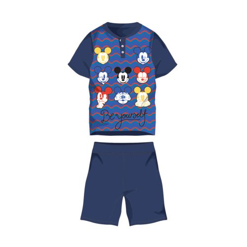 Letnia krótka piżama z krótkim rękawem dla dzieci - Disney Mickey Mouse - z napisem Be yourself - ciemnoniebieska - 110