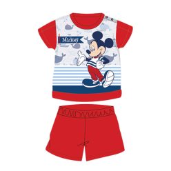   Letnia krótka bawełniana piżama dla niemowląt - Disney Myszka Miki - paski - czerwony - 86