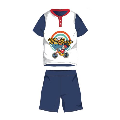 Letnia krótka piżama z krótkim rękawem dla dzieci - Disney Mickey Mouse - z napisem Mickey - ciemnoniebieska - 110