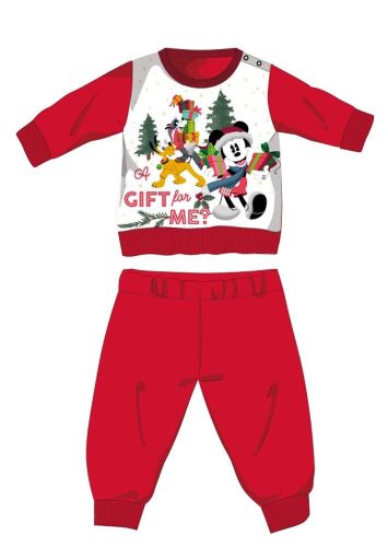 Disney Mickey Mouse zimowy gruby kombinezon dla niemowląt na Boże Narodzenie - flanelowy kombinezon z bawełny - czerwony - 92