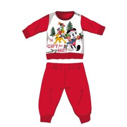   Disney Mickey Mouse zimowy gruby kombinezon dla niemowląt na Boże Narodzenie - flanelowy kombinezon z bawełny - czerwony - 98