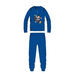   Disney Mickey Mouse zimowa bawełniana piżama dla dzieci - piżama interlock - średnio niebieska - 104
