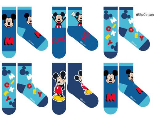 Disney Mickey Mouse dziecięce bawełniane normalne skarpetki - 6 par/opakowanie