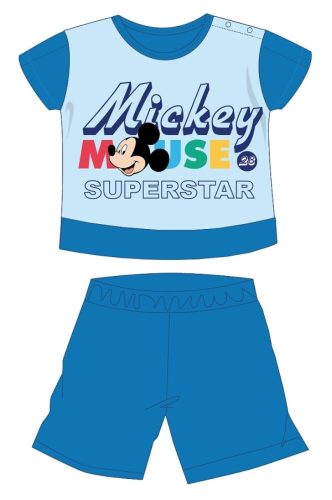 Disney Myszka Mickey letni pajacyk dla niemowląt z krótkim rękawem - pajacyk z dżerseju z bawełny - z nadrukiem Mickey Superstar - średni niebieski - 86