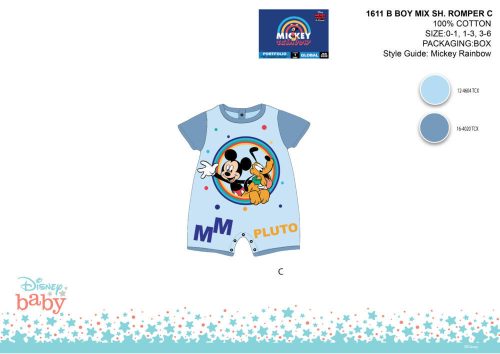 Disney Mickey Mouse letni krótki rękaw pajacyk dla niemowlaka - wzór Mickey i Pluto - jasnoniebiesko-niebieski - dla niemowlaka 0-1 miesiąc