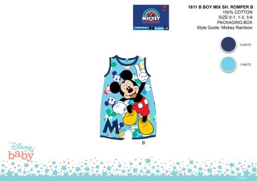 Disney Mickey Mouse letni bezrękawnik dla niemowlaka - jasnoniebiesko-ciemnoniebieski - dla niemowlaka 0-1 miesiąc