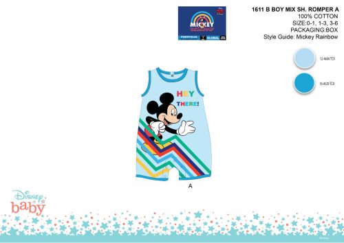 Disney Mickey Mouse letni bezrękawnik dla niemowlaka - z napisem Hey There - jasnoniebiesko-jasnoniebieski - dla niemowlaka 0-1 miesiąc