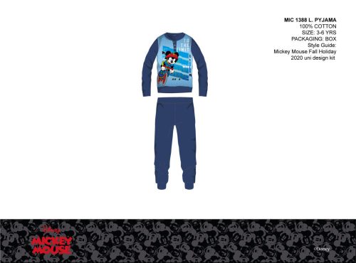 Disney Mickey Mouse cienka bawełniana piżama dla dzieci - piżama z dzianiny - ciemnoniebieska - 104