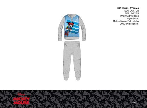 Disney Mickey Mouse cienka bawełniana piżama dla dzieci - piżama z dzianiny - szara - 110