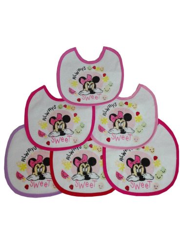 Myszka Minnie baba előke 6 darab/csomag - pamut előke - jasnoróżowy-różowy-ciemnoróżowy-różowy-pink-czerwony-fioletowy