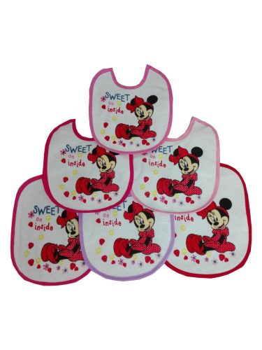 Myszka Minnie baba előke 6 darab/csomag - pamut előke - jasnoróżowy-różowy-ciemnoróżowy-różowy-pink-czerwony-fioletowy