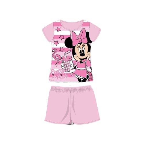Letnia krótka piżama z bawełny dla dzieci - Disney Minnie Mouse - paski - jasnoróżowy - 140