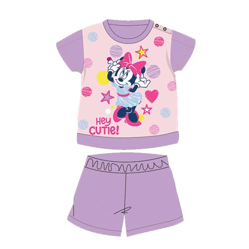 Letnia krótka bawełniana piżama dla niemowląt - Disney Minnie Mouse - gwiazdki - jasnofioletowa - 80