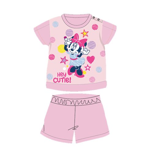 Letnia krótka bawełniana piżama dla niemowląt - Disney Minnie Mouse - gwiazdki - jasnoróżowa - 80