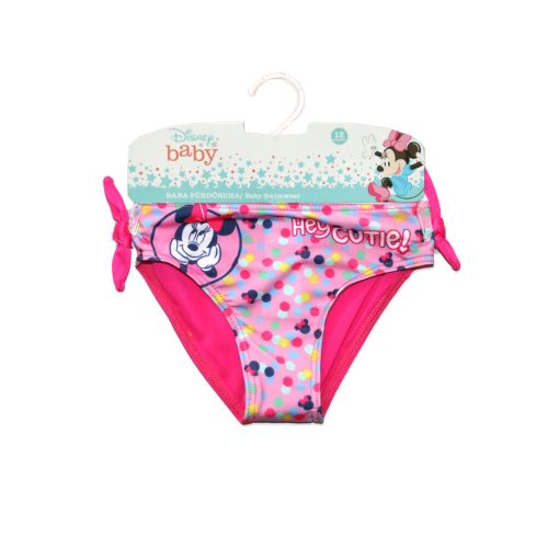 Kostium kąpielowy dla niemowląt dolny dla dziewczynek - Minnie Mouse - z napisem Hey cutie - różowy - 80