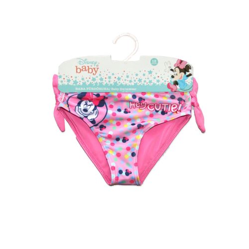 Kostium kąpielowy dla niemowląt dolny dla dziewczynek - Minnie Mouse - z napisem Hey cutie - różowy - 80