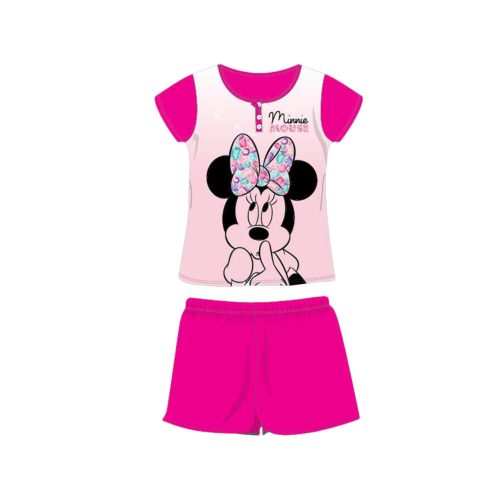 Letnia krótka piżama z bawełny dla dzieci - Disney Minnie Mouse - z napisem Minnie - różowy - 110