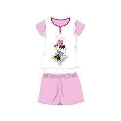   Letnia krótka piżama z bawełny dla dzieci - Disney Minnie Mouse - z napisem Minnie - jasnoróżowy - 110