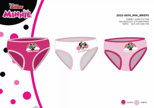 3 sztuki dziewczęcych bawełnianych majtek - Disney Minnie Mouse