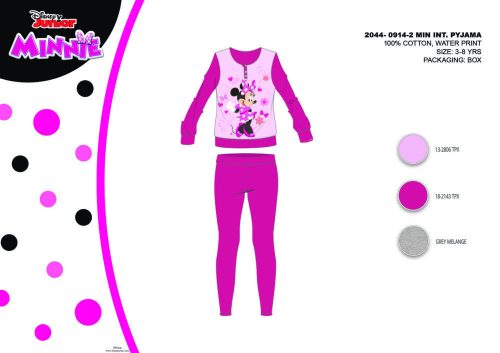 Zimowa bawełniana piżama dziecięca z interlockiem - Disney Minnie Mouse - różowy - 98