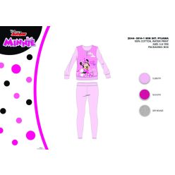   Zimowa bawełniana piżama dziecięca z interlockiem - Disney Minnie Mouse - jasnoróżowy - 134